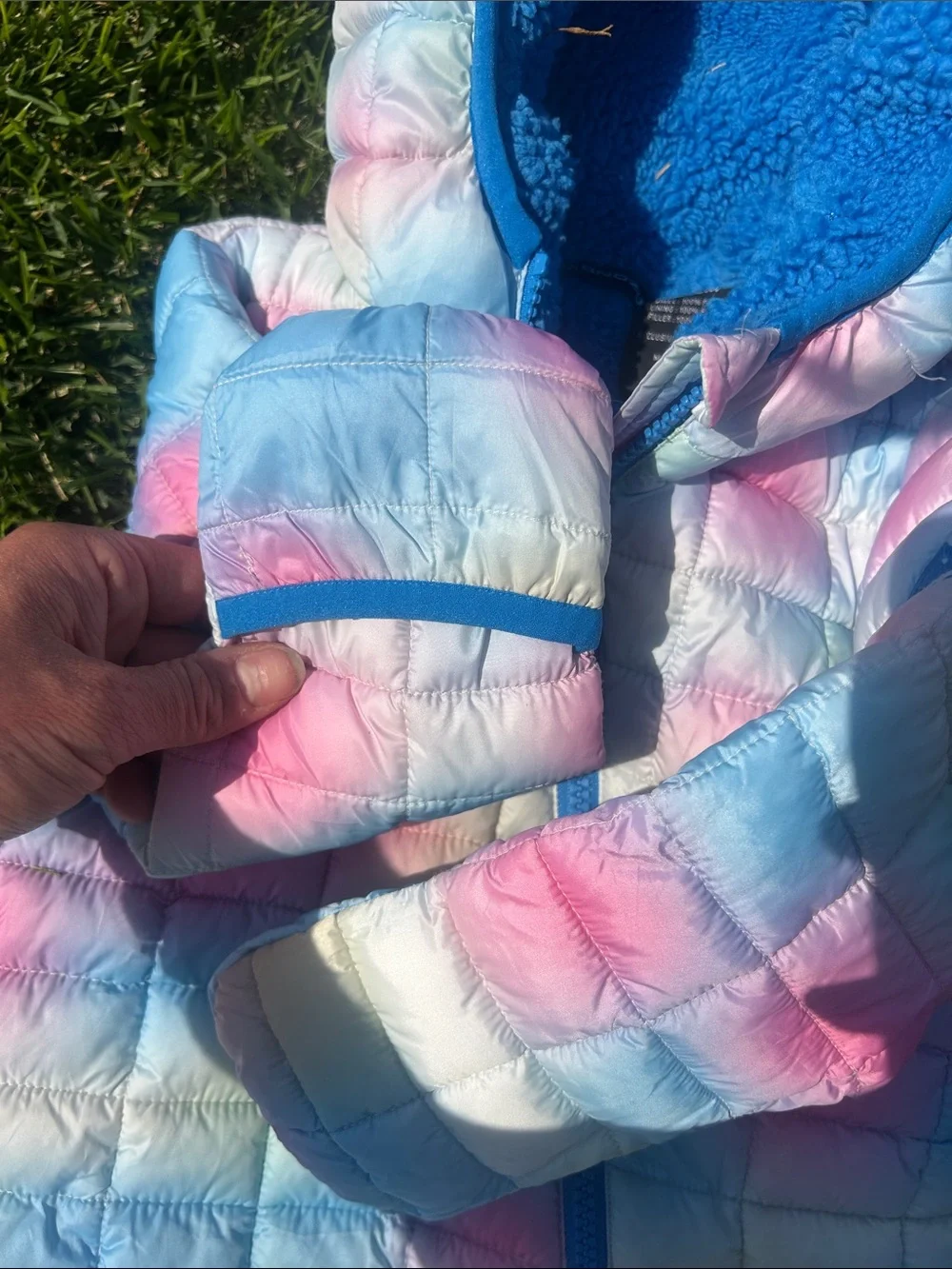 Snozu Pastel Tie-Dye Quilted Hooded One-Piece - Blue, Pink, White